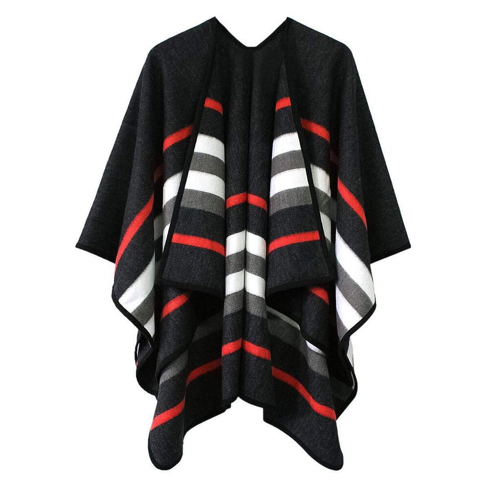 3639 Women's Vintage Pattern Open Front Poncho Cape Shawl Winter Shawl Wraps